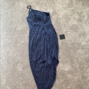 Lulu's Midnight Blue Satin Dress